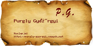 Purgly Györgyi névjegykártya